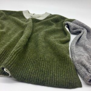 Madewell Green Gray Color block Sweater